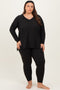 Black Brushed Knit Oversized Top and Legging Plus Set