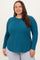 Teal Baby Waffle Knit Long Sleeve Plus Top
