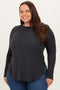Charcoal Baby Waffle Knit Long Sleeve Plus Top
