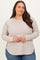 Cream Baby Waffle Knit Long Sleeve Plus Top