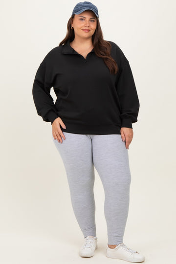 Black Half Zip Plus Pullover