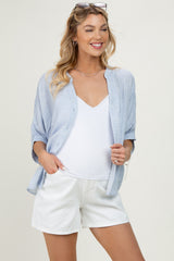 White Classic Maternity Denim Shorts