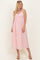 Peach Ruffle Trim Sweetheart Neckline Midi Dress