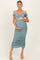 Light Olive Glitter Ruched Off Shoulder Maternity Midi Dress