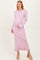 Light Pink Ribbed Knit Bow Back Maternity Maxi Dress
