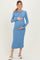 Blue Ribbed Knit Fitted Maternity Midi Sweater Dress