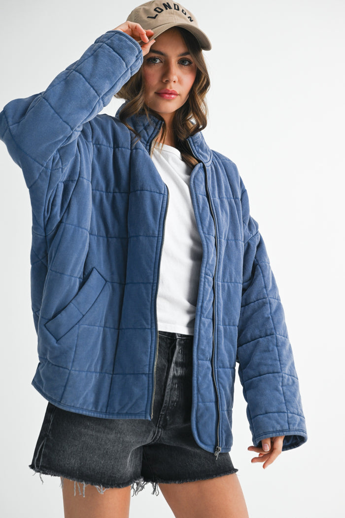 Denim Oversized Quilted Jacket