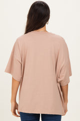 Camel Crew Neck Short Sleeve Oversized T-Shirt