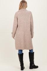 Beige Knit Long Sweater Coat