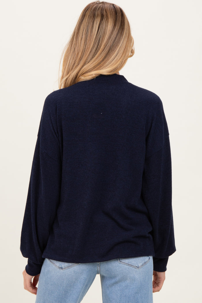 Navy Knit Button Front Maternity Cardigan