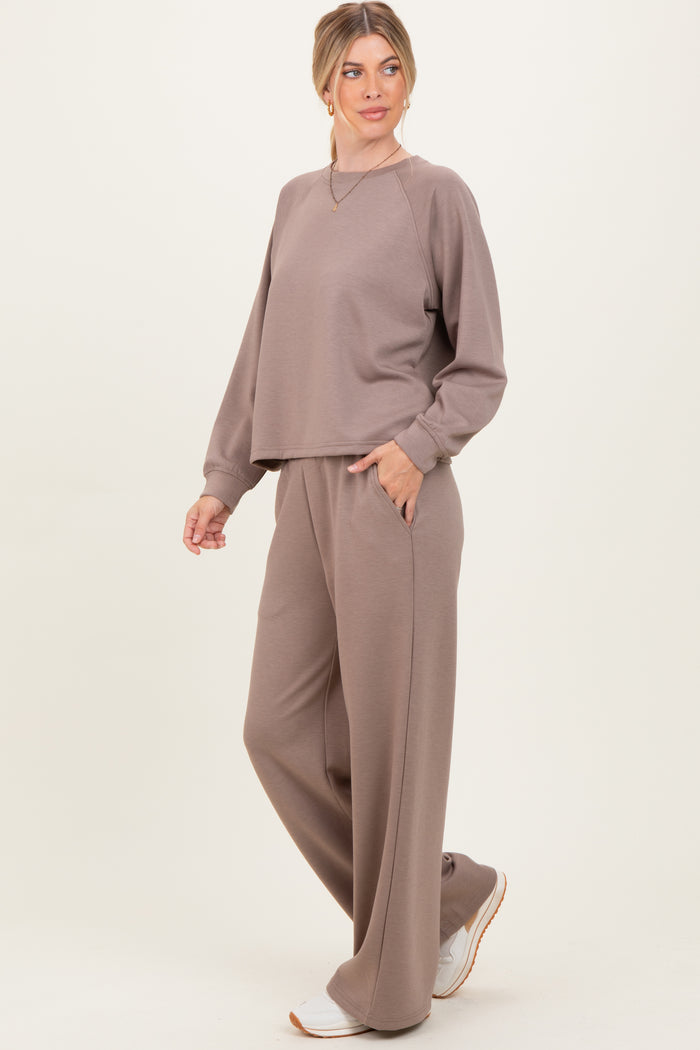 Mocha Crewneck Pullover Pant Set