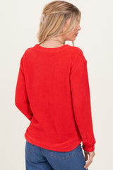 Red Chenille Knit Sweater