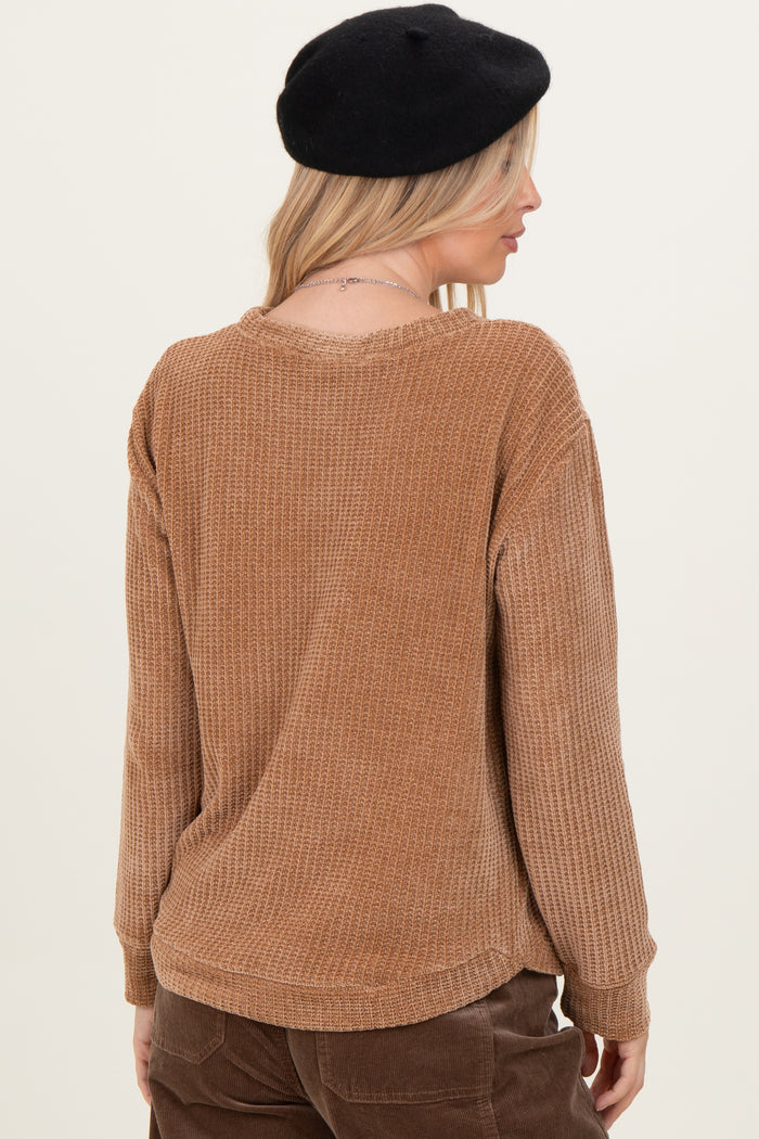 Camel Chenille Knit Sweater