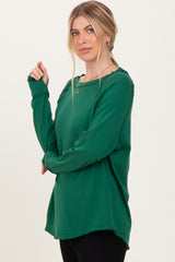 Forest Green Exposed Seam Long Sleeve Top
