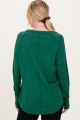 Forest Green Exposed Seam Long Sleeve Top
