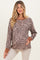 Beige Ribbed Animal Print Contrast Trim Maternity Pullover