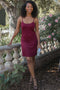 Burgundy Sequin Sleeveless Mini Dress