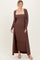 Brown Ribbed Sleeveless Dress Cardigan Set