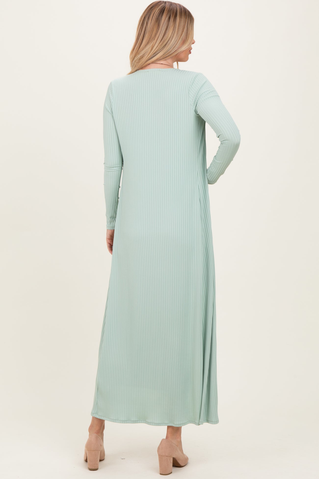 Sage Ribbed Sleeveless Dress Cardigan Set
