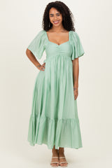 Mint Flutter Sleeve Ruffle Hem Midi Dress