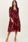Burgundy Floral Textured Midi Dress