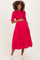 Red Gingham Smocked Button Down Maternity Midi Dress