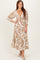 Mocha Damask Smocked Ruffle Tier Midi Dresses