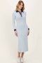 Light Blue Denim Trim Knit Dress