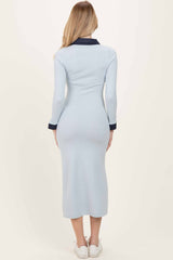 Light Blue Denim Trim Knit Dress