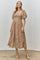 Mocha Lace Puff Sleeve Midi Dress