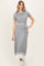 Heather Grey Knit Pleated Sash Tie Midi Dress