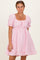 Pink Textured Puff Sleeve Dress