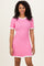 Pink Ribbed Knit Ruffle Trim Mini Dress