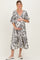 Black Damask Smocked Ruffle Tier Maternity Midi Dresses