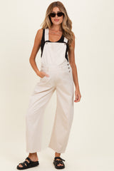 Ecru Barrel Leg Maternity Overalls