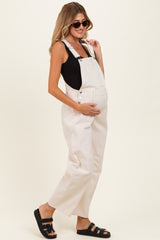 Ecru Barrel Leg Maternity Overalls