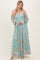 Mint Floral Lace Smocked Long Sleeve Off Shoulder Maxi Dress
