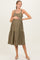Olive Sleeveless Button Down Tiered Maternity Midi Dress