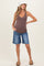 Navy Raw Hem Bermuda Maternity Jean Shorts