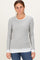 Heather Grey Ribbed Long Sleeve Double Layer Top