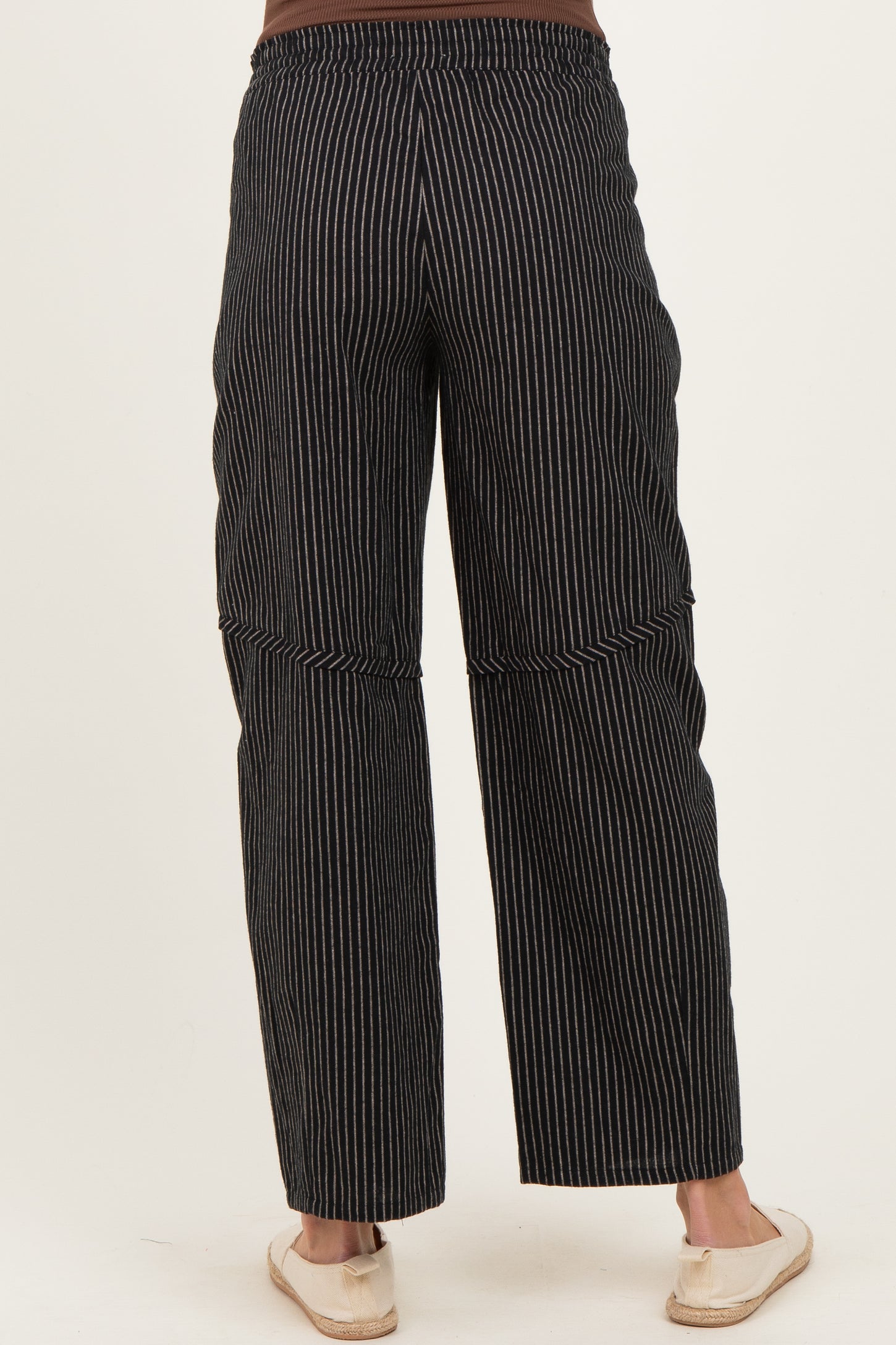 Black Striped Barrel Maternity Pants