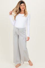 Heather Grey Striped Front Tie Maternity Lounge Pants