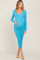 Sky Blue V-Neck Long Sleeve Fitted Maternity Maxi Dress