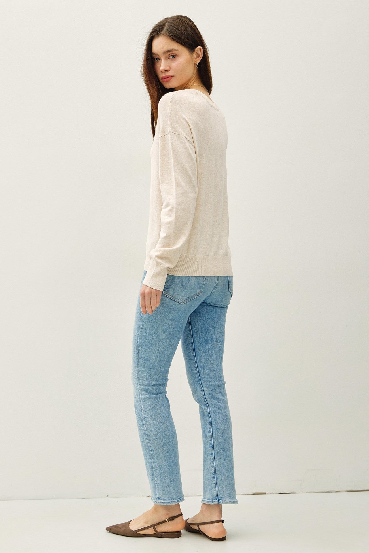 Oatmeal Classic Crew Neck Sweater