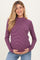 Plum Pinstriped Mock Neck Maternity Knit Top