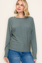 Dark Jade Dolman Sleeve Maternity Knit Top