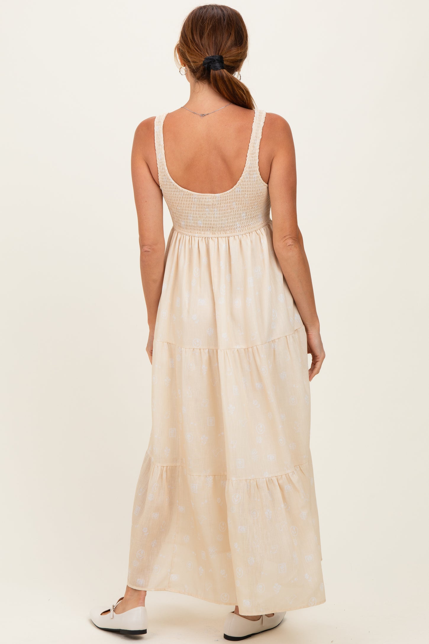 Light Yellow Floral Tiered Maxi Dress