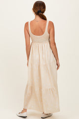 Light Yellow Floral Tiered Maxi Dress