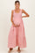 Pink Gingham Smocked Bodice Maternity Maxi Dress