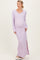Lavender Ribbed Long Sleeve Side Slit Maternity Maxi Dress